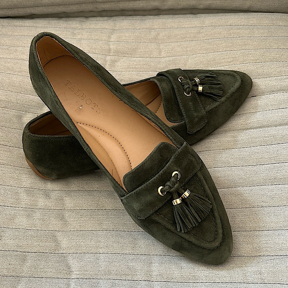TALBOTS Francesca Green Suede Driving Flats Loafers  7M